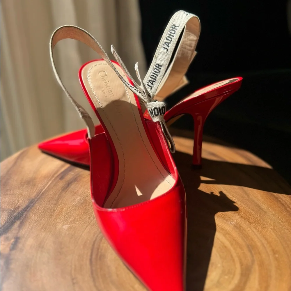 Dior Vibrant Red Slingback Heels - Picture 9 of 9